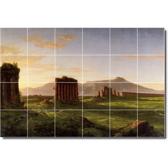 Ceramic Tile Mural-Thomas Cole Landscapes Painting 457. 48" w x 32" h using (24) 8 x 8 ceramic tiles