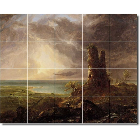 Ceramic Tile Mural-Thomas Cole Landscapes Painting 458. 21.25" w x 17" h using (20) 4.25 x 4.25 ceramic tiles