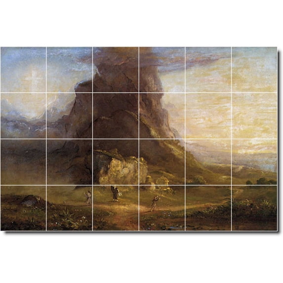 Ceramic Tile Mural-Thomas Cole Landscapes Painting 473. 48" w x 32" h using (24) 8 x 8 ceramic tiles