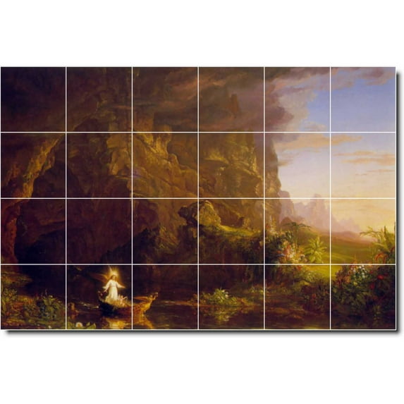 Ceramic Tile Mural-Thomas Cole Landscapes Painting 487. 25.5" w x 17" h using (24) 4.25 x 4.25 ceramic tiles