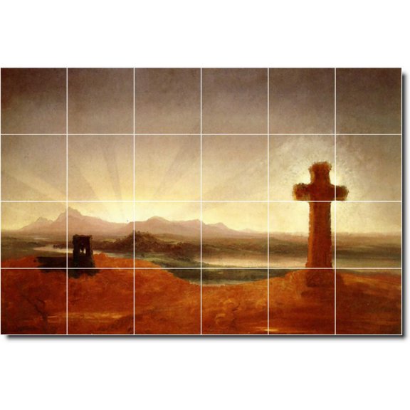 Ceramic Tile Mural-Thomas Cole Religious Floor Tile Mural 10. 48" w x 32" h using (24) 8 x 8 ceramic tiles
