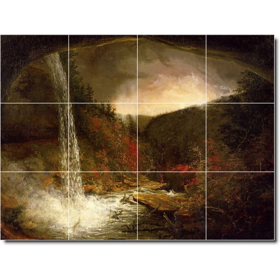 Ceramic Tile Mural-Thomas Cole Waterfalls 14. 32" w x 24" h using (12) 8 x 8 ceramic tiles