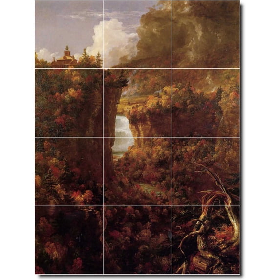 Ceramic Tile Mural-Thomas Cole Waterfalls Backsplash Tile Mural 12. 18" w x 24" h using (12) 6 x 6 ceramic tiles
