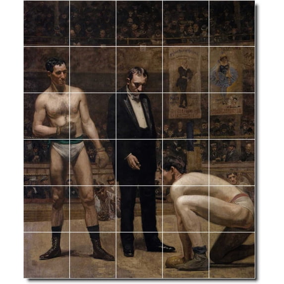 Ceramic Tile Mural-Thomas Eakins Sports Painting 9. 40" w x 48" h using (30) 8 x 8 ceramic tiles