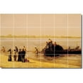 thumbnail image 1 of Ceramic Tile Mural-Thomas Eakins Waterfront Painting 345. 25.5" w x 17" h using (24) 4.25 x 4.25 ceramic tiles, 1 of 3