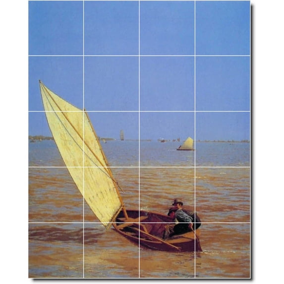 Ceramic Tile Mural-Thomas Eakins Waterfront Painting 346. 48" w x 60" h using (20) 12 x 12 ceramic tiles