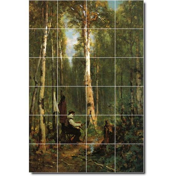 Ceramic Tile Mural-Thomas Hill Country Painting 351. 48" w x 72" h using (24) 12 x 12 ceramic tiles