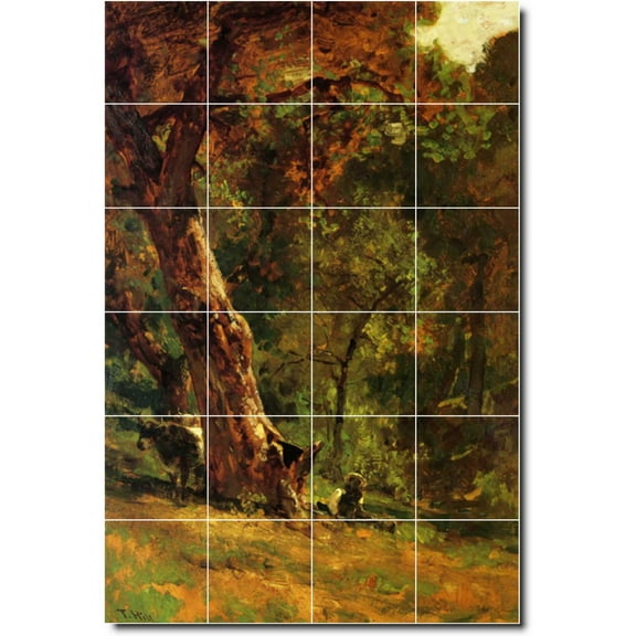 Ceramic Tile Mural-Thomas Hill Country Painting 352. 17" w x 25.5" h using (24) 4.25 x 4.25 ceramic tiles