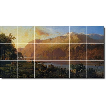 Ceramic Tile Mural-Thomas Hill Landscapes Painting 506. 25.5" w x 12.75" h using (18) 4.25 x 4.25 ceramic tiles