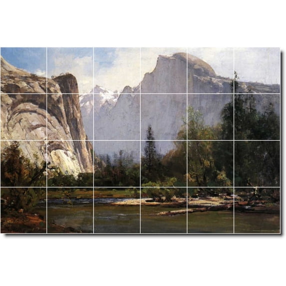 Ceramic Tile Mural-Thomas Hill Landscapes Painting 511. 48" w x 32" h using (24) 8 x 8 ceramic tiles
