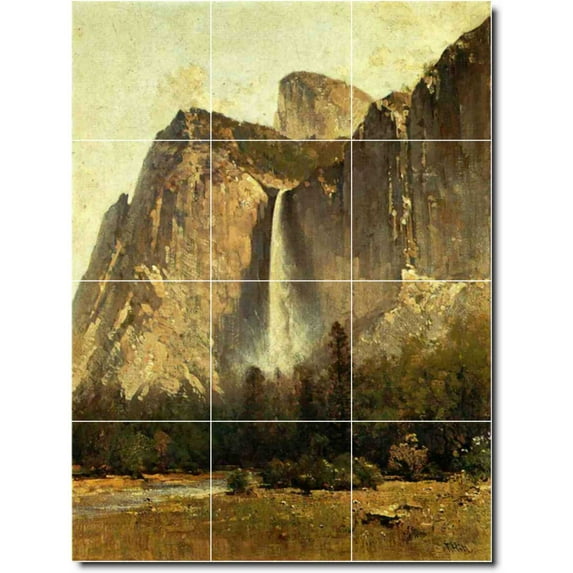 Ceramic Tile Mural-Thomas Hill Waterfalls Bathroom Tile Mural 26. 24" w x 32" h using (12) 8 x 8 ceramic tiles