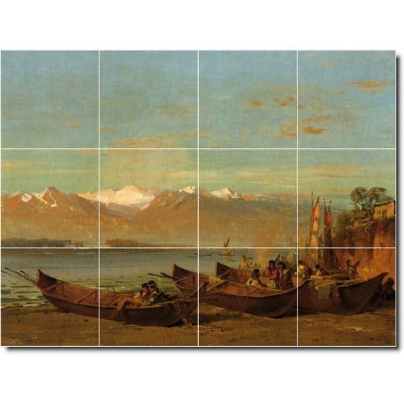 Ceramic Tile Mural-Thomas Hill Waterfront Painting 351. 48" w x 36" h using (12) 12 x 12 ceramic tiles