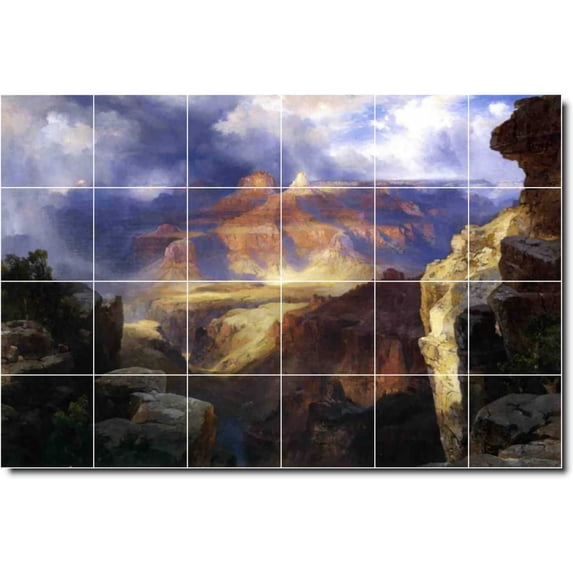 Ceramic Tile Mural-Thomas Moran Landscapes Painting 515. 25.5" w x 17" h using (24) 4.25 x 4.25 ceramic tiles