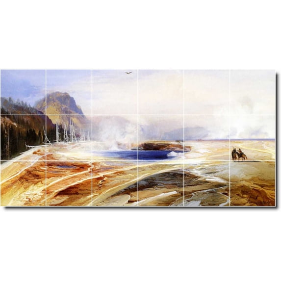 Ceramic Tile Mural-Thomas Moran Landscapes Painting 529. 48" w x 24" h using (18) 8 x 8 ceramic tiles