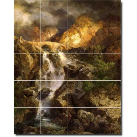 Ceramic Tile Mural-Thomas Moran Landscapes Painting 531. 17" w x 21.25" h using (20) 4.25 x 4.25 ceramic tiles