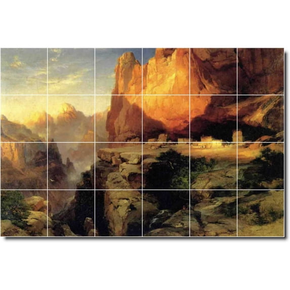Ceramic Tile Mural-Thomas Moran Landscapes Painting 534. 36" w x 24" h using (24) 6 x 6 ceramic tiles
