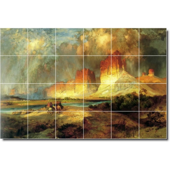 Ceramic Tile Mural-Thomas Moran Landscapes Painting 537. 36" w x 24" h using (24) 6 x 6 ceramic tiles