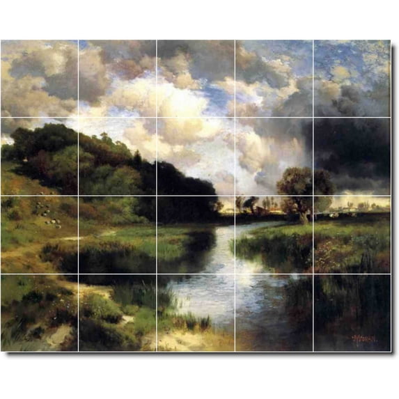 Ceramic Tile Mural-Thomas Moran Landscapes Painting 538. 30" w x 24" h using (20) 6 x 6 ceramic tiles