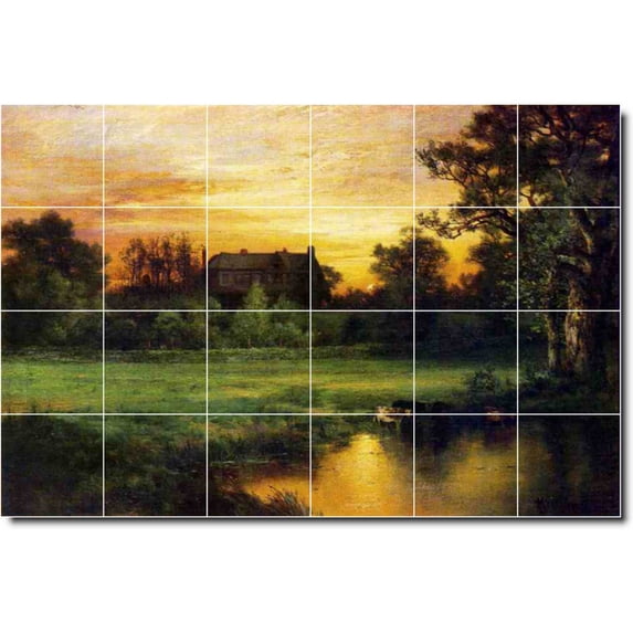 Ceramic Tile Mural-Thomas Moran Landscapes Painting 542. 48" w x 32" h using (24) 8 x 8 ceramic tiles