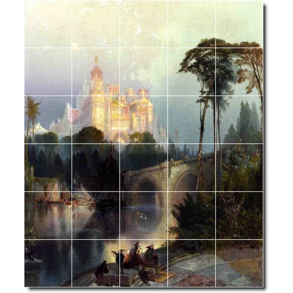 Ceramic Tile Mural-Thomas Moran Landscapes Painting 543. 40" w x 48" h using (30) 8 x 8 ceramic tiles