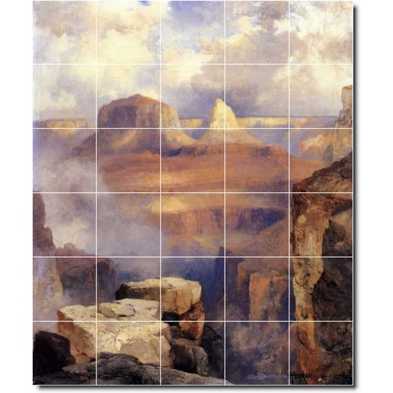 Ceramic Tile Mural-Thomas Moran Landscapes Painting 550. 40" w x 48" h using (30) 8 x 8 ceramic tiles