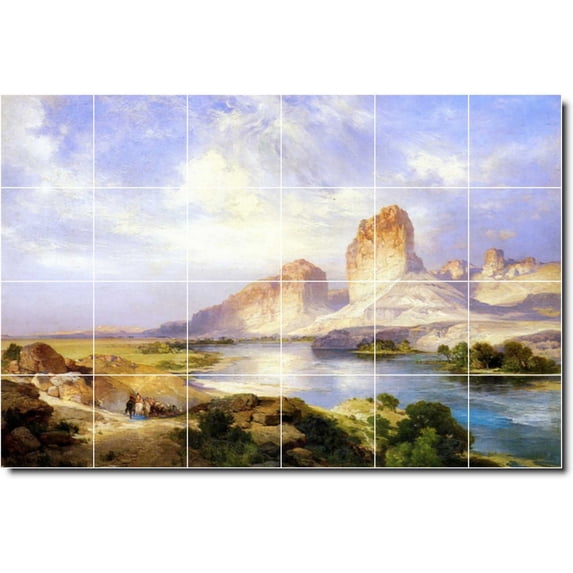 Ceramic Tile Mural-Thomas Moran Landscapes Painting 553. 48" w x 32" h using (24) 8 x 8 ceramic tiles