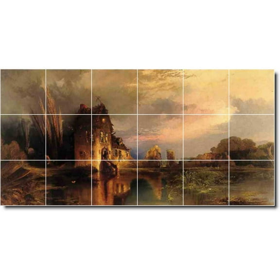 Ceramic Tile Mural-Thomas Moran Landscapes Painting 554. 25.5" w x 12.75" h using (18) 4.25 x 4.25 ceramic tiles
