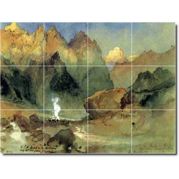Ceramic Tile Mural-Thomas Moran Landscapes Painting 557. 17" w x 12.75" h using (12) 4.25 x 4.25 ceramic tiles