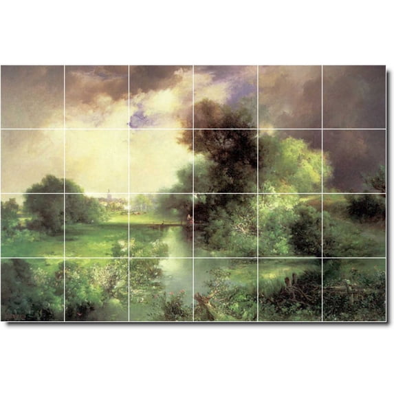 Ceramic Tile Mural-Thomas Moran Landscapes Painting 560. 48" w x 32" h using (24) 8 x 8 ceramic tiles
