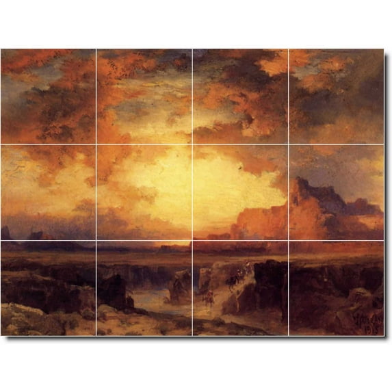 Ceramic Tile Mural-Thomas Moran Landscapes Painting 566. 48" w x 36" h using (12) 12 x 12 ceramic tiles