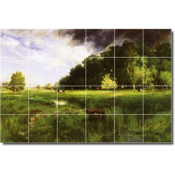 Ceramic Tile Mural-Thomas Moran Landscapes Painting 571. 36" w x 24" h using (24) 6 x 6 ceramic tiles