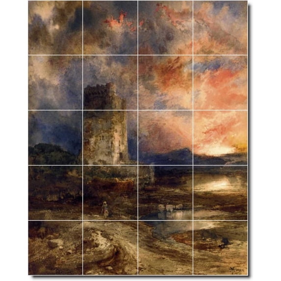 Ceramic Tile Mural-Thomas Moran Landscapes Painting 574. 17" w x 21.25" h using (20) 4.25 x 4.25 ceramic tiles