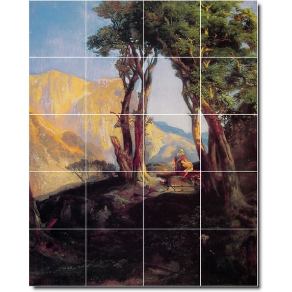 Ceramic Tile Mural-Thomas Moran Religious Kitchen Tile Mural 18. 48" w x 60" h using (20) 12 x 12 ceramic tiles