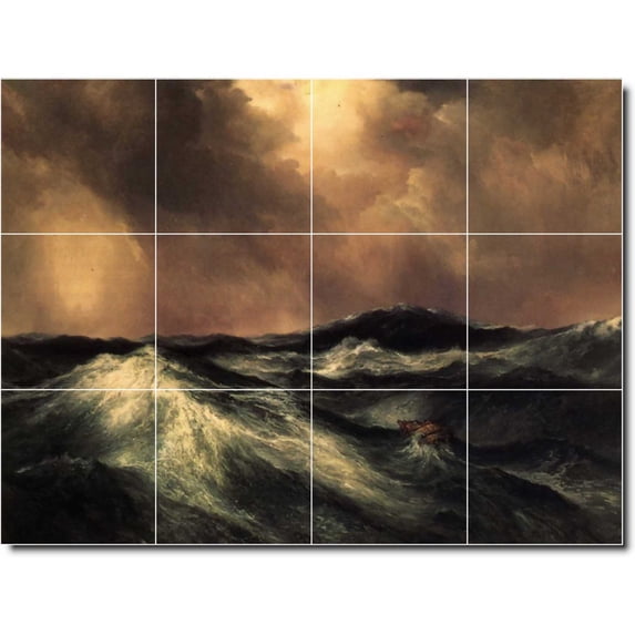 Ceramic Tile Mural-Thomas Moran Waterfront Painting 364. 24" w x 18" h using (12) 6 x 6 ceramic tiles