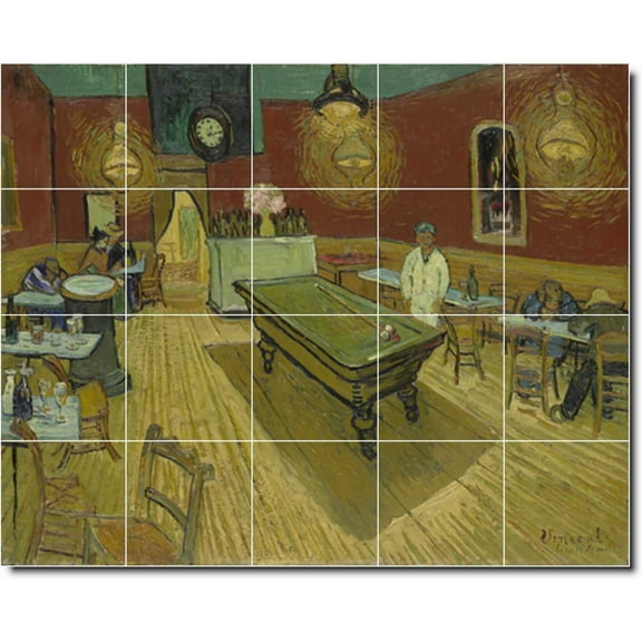 Ceramic Tile Mural-Vincent Van Gogh City Floor Tile Mural 8. 21.25" w x 17" h using (20) 4.25 x 4.25 ceramic tiles