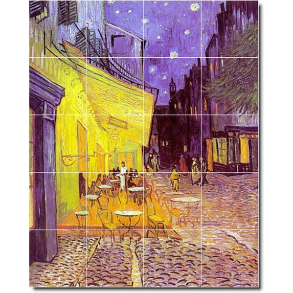 Ceramic Tile Mural-Vincent Van Gogh City Shower Tile Mural 9. 24" w x 30" h using (20) 6 x 6 ceramic tiles
