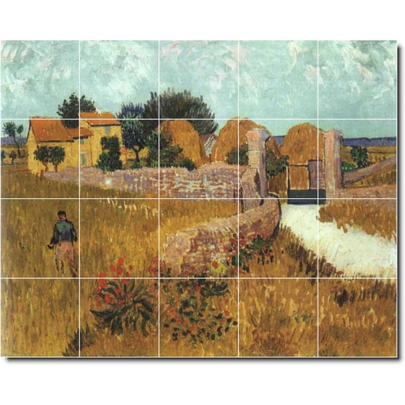 Ceramic Tile Mural-Vincent Van Gogh Country Painting 358. 21.25" w x 17" h using (20) 4.25 x 4.25 ceramic tiles