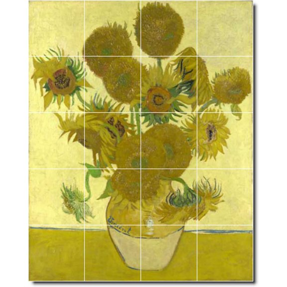 Ceramic Tile Mural-Vincent Van Gogh Flowers Backsplash Tile Mural 26. 32" w x 40" h using (20) 8 x 8 ceramic tiles
