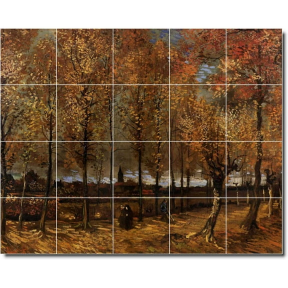 Ceramic Tile Mural-Vincent Van Gogh Landscapes Painting 587. 21.25" w x 17" h using (20) 4.25 x 4.25 ceramic tiles