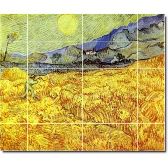 Ceramic Tile Mural-Vincent Van Gogh Landscapes Painting 588. 36" w x 30" h using (30) 6 x 6 ceramic tiles