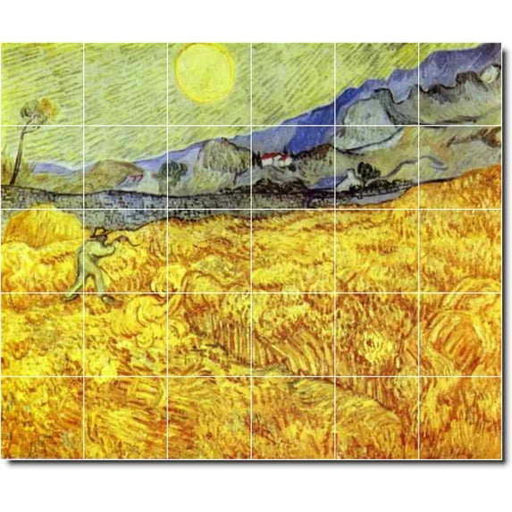 Ceramic Tile Mural-Vincent Van Gogh Landscapes Painting 588. 36" w x 30" h using (30) 6 x 6 ceramic tiles