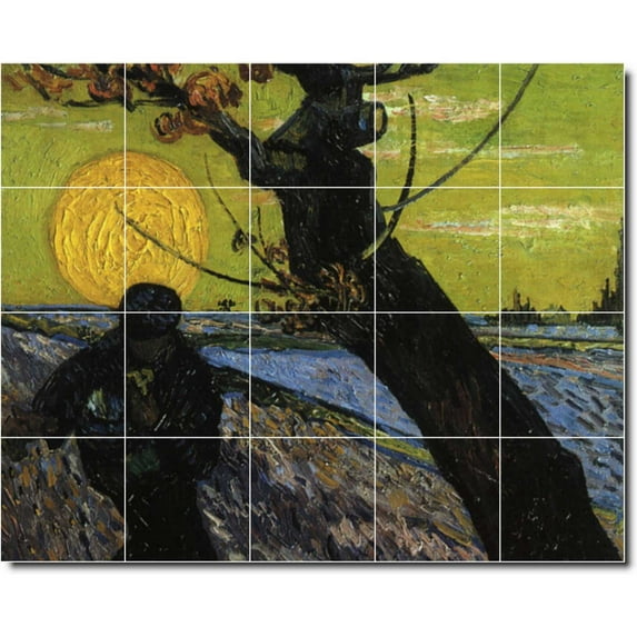 Ceramic Tile Mural-Vincent Van Gogh Landscapes Painting 589. 21.25" w x 17" h using (20) 4.25 x 4.25 ceramic tiles