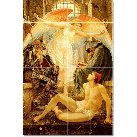 Ceramic Tile Mural-Walter Crane Angels Tile Mural Modern Home Decor. 24" w x 36" h using (24) 6 x 6 ceramic tiles