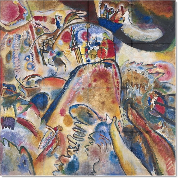Ceramic Tile Mural-Wassily Kandinsky Abstract Tile Mural Commercial Remodel. 24" w x 24" h using (16) 6 x 6 ceramic tiles