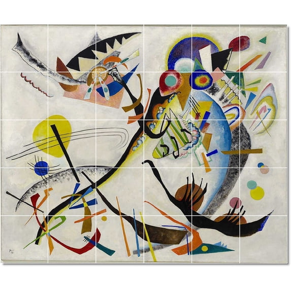 Ceramic Tile Mural-Wassily Kandinsky Abstract Tile Mural Floor Decor Decor. 48" w x 40" h using (30) 8 x 8 ceramic tiles
