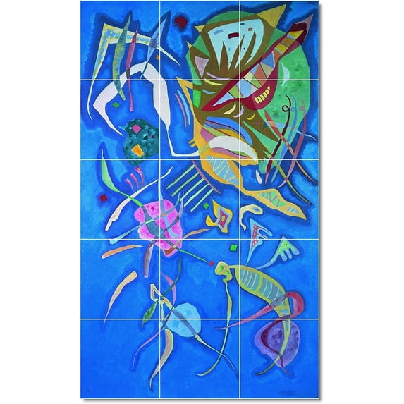 Ceramic Tile Mural-Wassily Kandinsky Abstract Tile Mural Home Construction Ideas. 24" w x 40" h using (15) 8 x 8 ceramic tiles