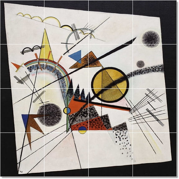 Ceramic Tile Mural-Wassily Kandinsky Abstract Tile Mural Home Renovations Design Idea. 48" w x 48" h using (16) 12 x 12 ceramic tiles
