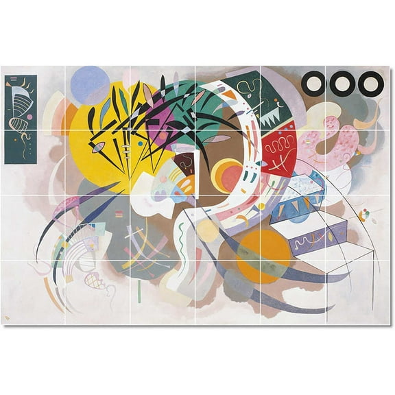 Ceramic Tile Mural-Wassily Kandinsky Abstract Tile Mural Modern Interior Design. 25.5" w x 17" h using (24) 4.25 x 4.25 ceramic tiles