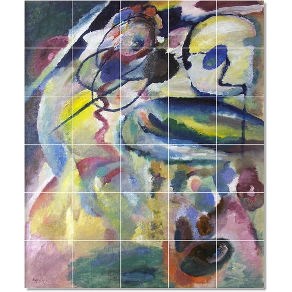 Ceramic Tile Mural-Wassily Kandinsky Abstract Tile Mural Modern Remodeling. 30" w x 36" h using (30) 6 x 6 ceramic tiles