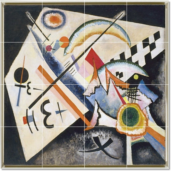 Ceramic Tile Mural-Wassily Kandinsky Abstract Tile Mural Traditional Interior Remodeling. 48" w x 48" h using (16) 12 x 12 ceramic tiles